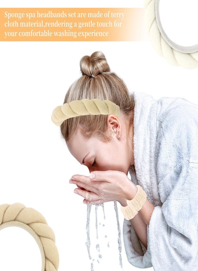 AMCAMI Spa Makeup Headband,6 Pcs Braided Skincare Face Wash Headband with Wristbands,Hair Accessories for Women Daily Face Care & Styling - Image 3